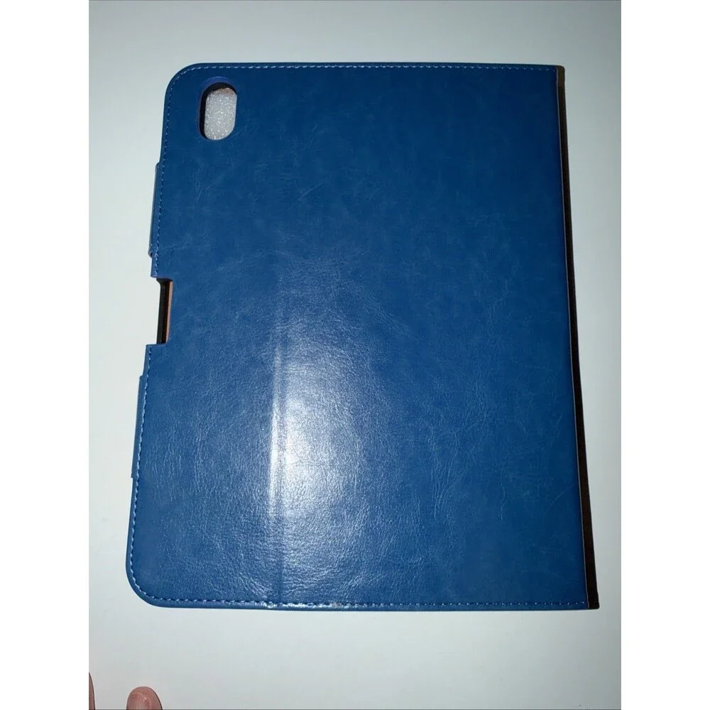 MoKo Case for iPad (A16) 11th iPad 11/10th Gen Blue Leather Pencil Holder Pocket